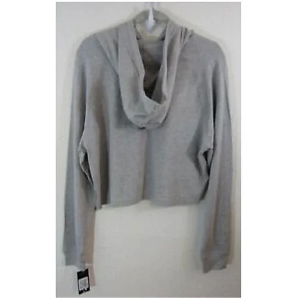 Joe’s Jeans Cropped Heather Gray Hooded Sweatshirt - Picture 4 of 7